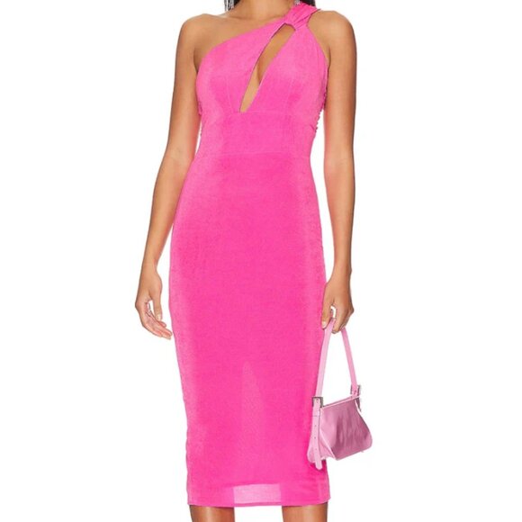 Katie May Dresses & Skirts - Katie May Ash Dress Barbie Pink One-Shoulder Sleeveless Cutout Bodycon Small S